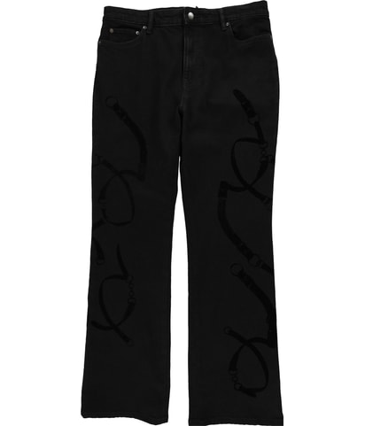 Flocked Equestrian Print Bootcut Regular Jeans