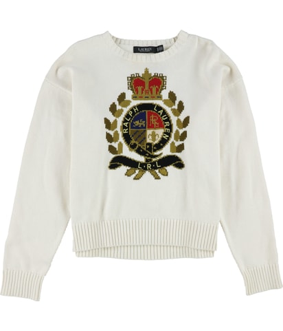 Intarsia-Knit Crest Cotton-Blend Pullover Sweater