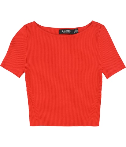 Cropped Rib-Knit Pullover Sweater