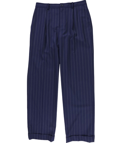 Pinstripe Wool-Blend Twill Straight Leg Tailored Dress Pant Slacks