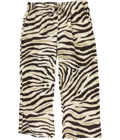 Zebra-print Linen Wide Leg Casual Pants