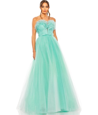 Glitter Strapless Gown Dress