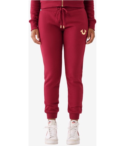 Horseshoe Metallic Logo Tapered Relaxed Sweatpants Casual Pants