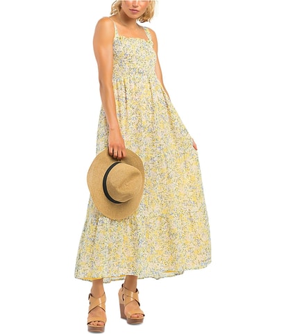 Smocked-Det Maxi Dress