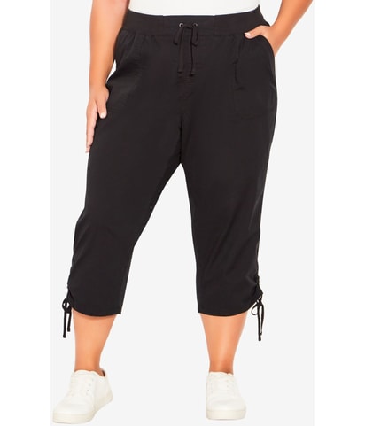 Cotton Cinch Straight Leg Cropped Casual Pants