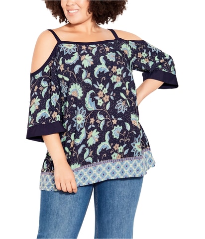 Floral Print Cold Shoulder Blouse