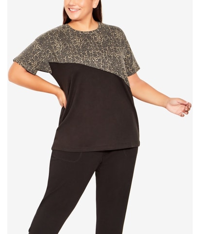 Asymmetrical Splice Basic T-Shirt