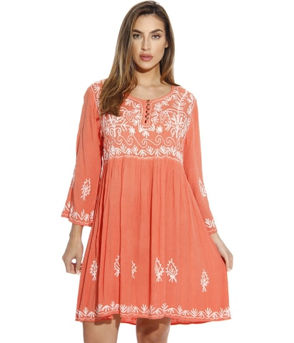 Button Neck Mini Dress