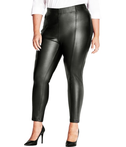 Faux Leather Straight Leg Casual Pants