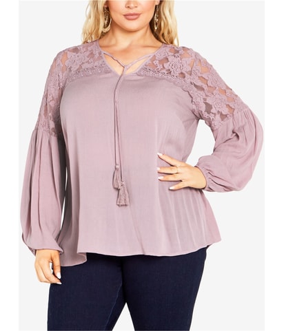 Lace Trim Knit Blouse