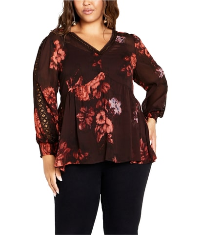 Mesh Embordered Tunic Blouse
