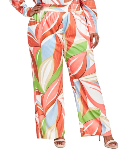 Tropical Print Straight Leg Casual Pants