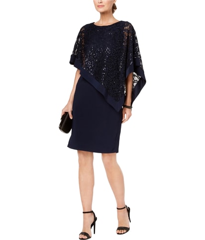 Sequin Poncho Asymmetrical Dress