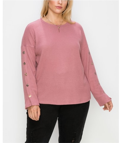 Button Sleeve Knit Sweater