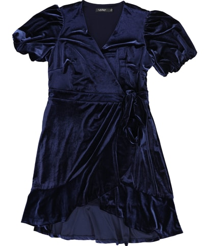 Velvet Tie-Waist Wrap Midi Dress