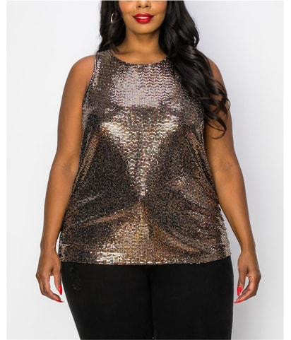 Shiny Sleeveless Blouse Top
