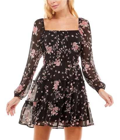 Sheer Floral Fit & Flare Dress