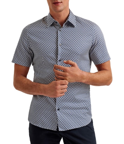 Colorful Geometric Shapes Button Up Shirt