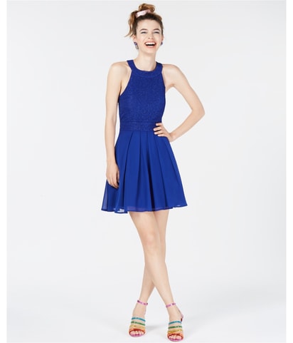 Bow-Back Glitter Fit & Flare Dress