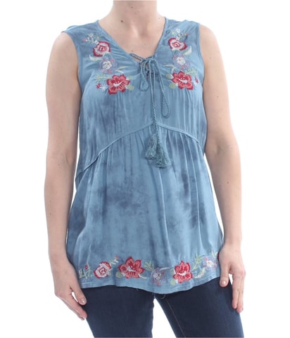 Floral Embroidered Sleeveless Blouse Top