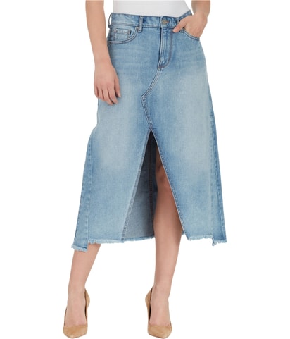 Slitted Midi A-line Skirt