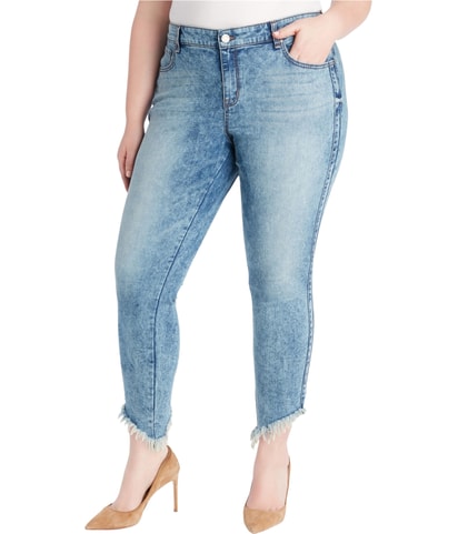 Raw-Hem Tapered Skinny Jeans