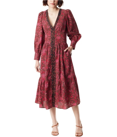 Button neck Midi Dress
