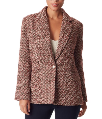 Woven Metallic Willow One Button Blazer Jacket