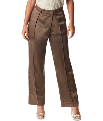 Devyn Satin Crossover Straight Leg Casual Pants