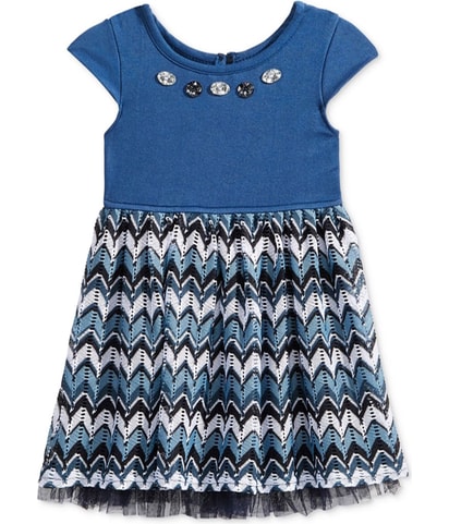 Denim Crochet Shift Dress