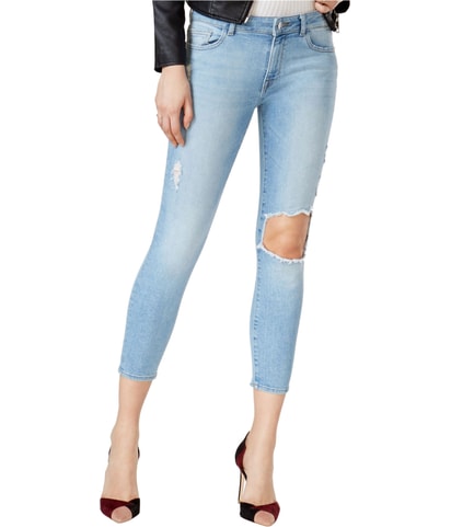 Ripped Straight Leg Regular Cropped Jeans
