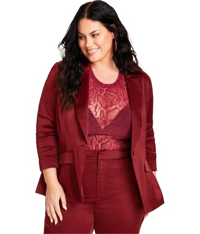 Satin Peak Lapel One Button Blazer Jacket