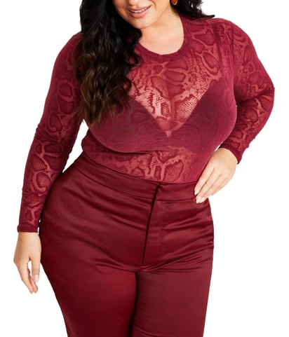 Embossed Semi Sheer Shell Blouse