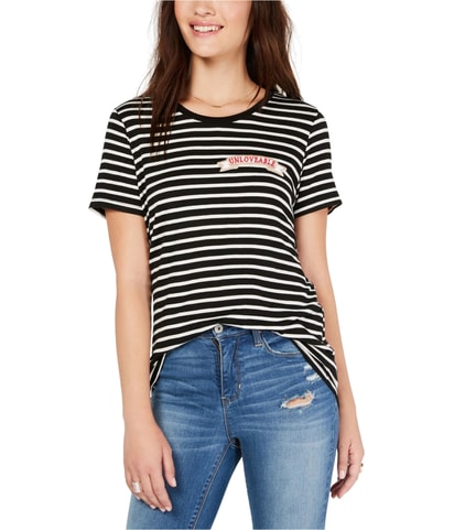 Striped Patch Embellished T-Shirt