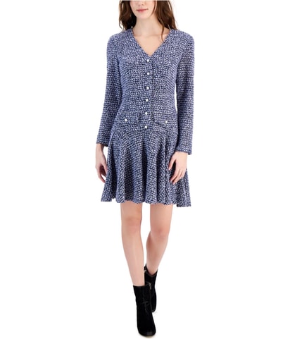 Boucle Tweed Fit & Flare Dress