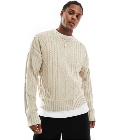 Cable Knit Crew Pullover Sweater