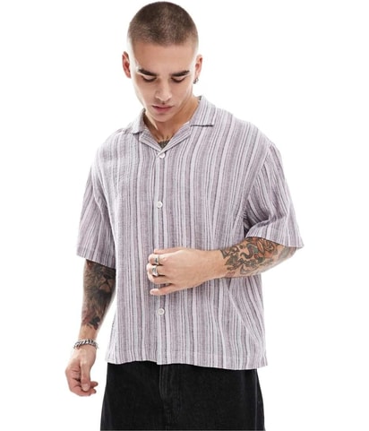 Box Fit Multi Stripe Button Up Shirt