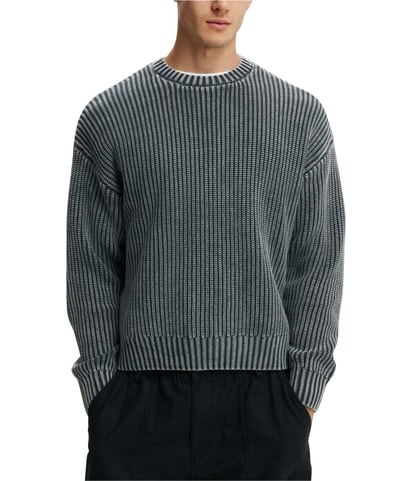 Washed Box Fit Crew Pullover Sweater