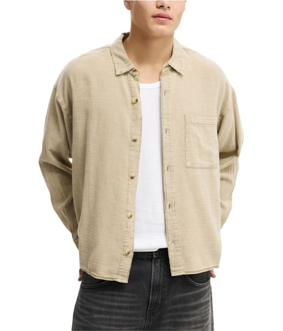 Washed Long-Sleeve Button Up Shirt