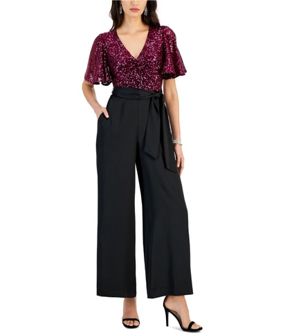 Belted Sequin Jumpsuit