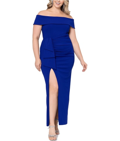 Ruffled Off-Shoulder Maxi Gown Dress