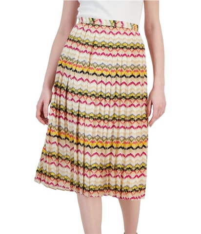 Printed Pleated Midi Skirt