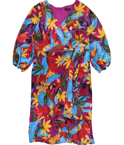 Satin Wrap Midi Dress
