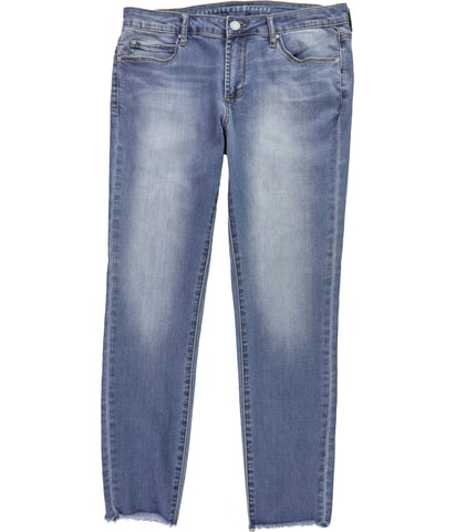 Frayed-Hem Straight Leg Regular Cropped Jeans