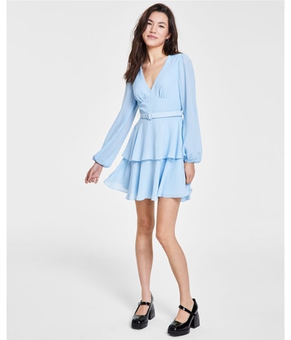 Belted Flounce Dress