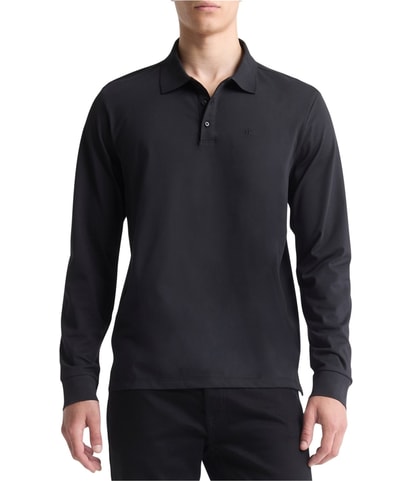 Smooth Cotton Long-Sleeve Polo Shirt