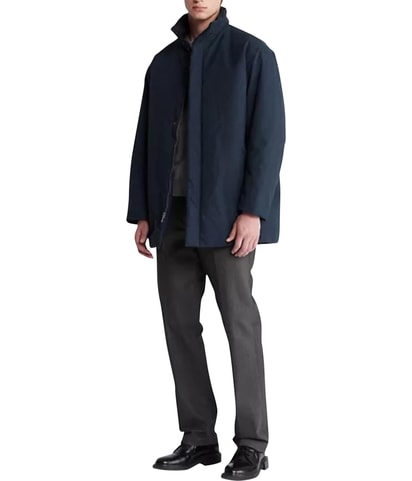 Mockneck Covered Placket Parka Coat
