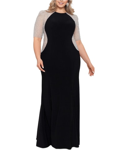 Mixed-Media Gown Dress