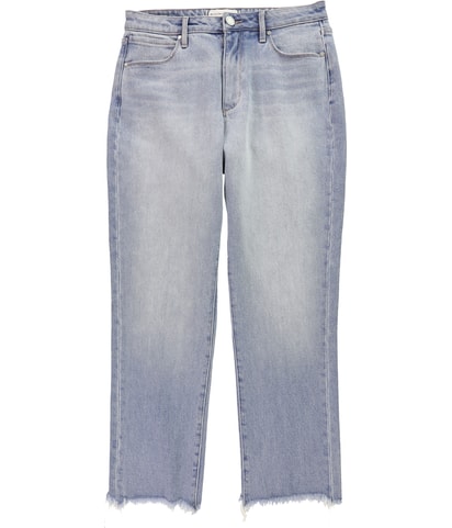 Frayed-Hem Straight Leg Regular Cropped Jeans
