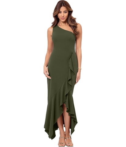 Ruffled One Shoulder High-Low Dress